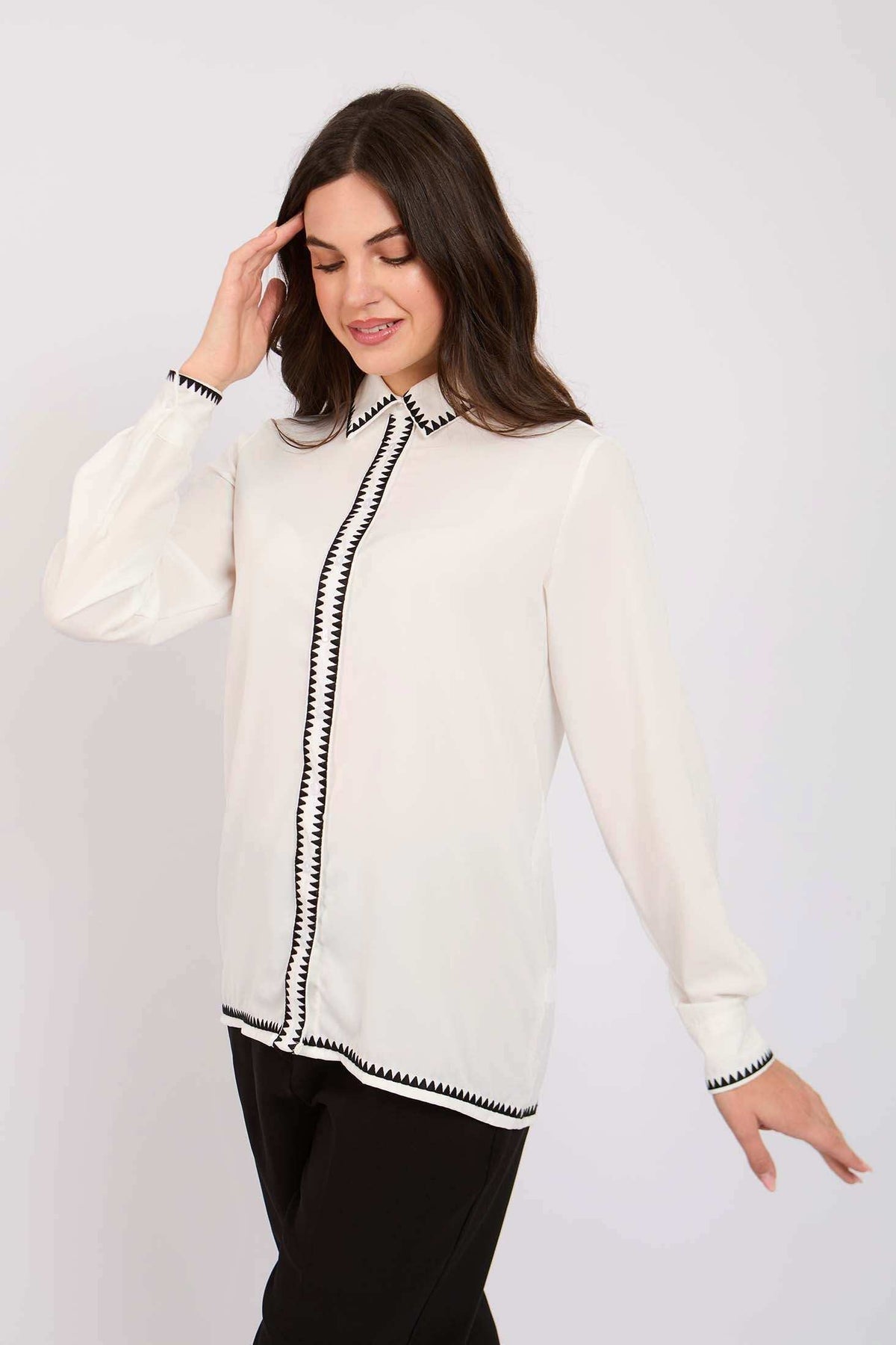 Women Regular Fit Blouse Off White