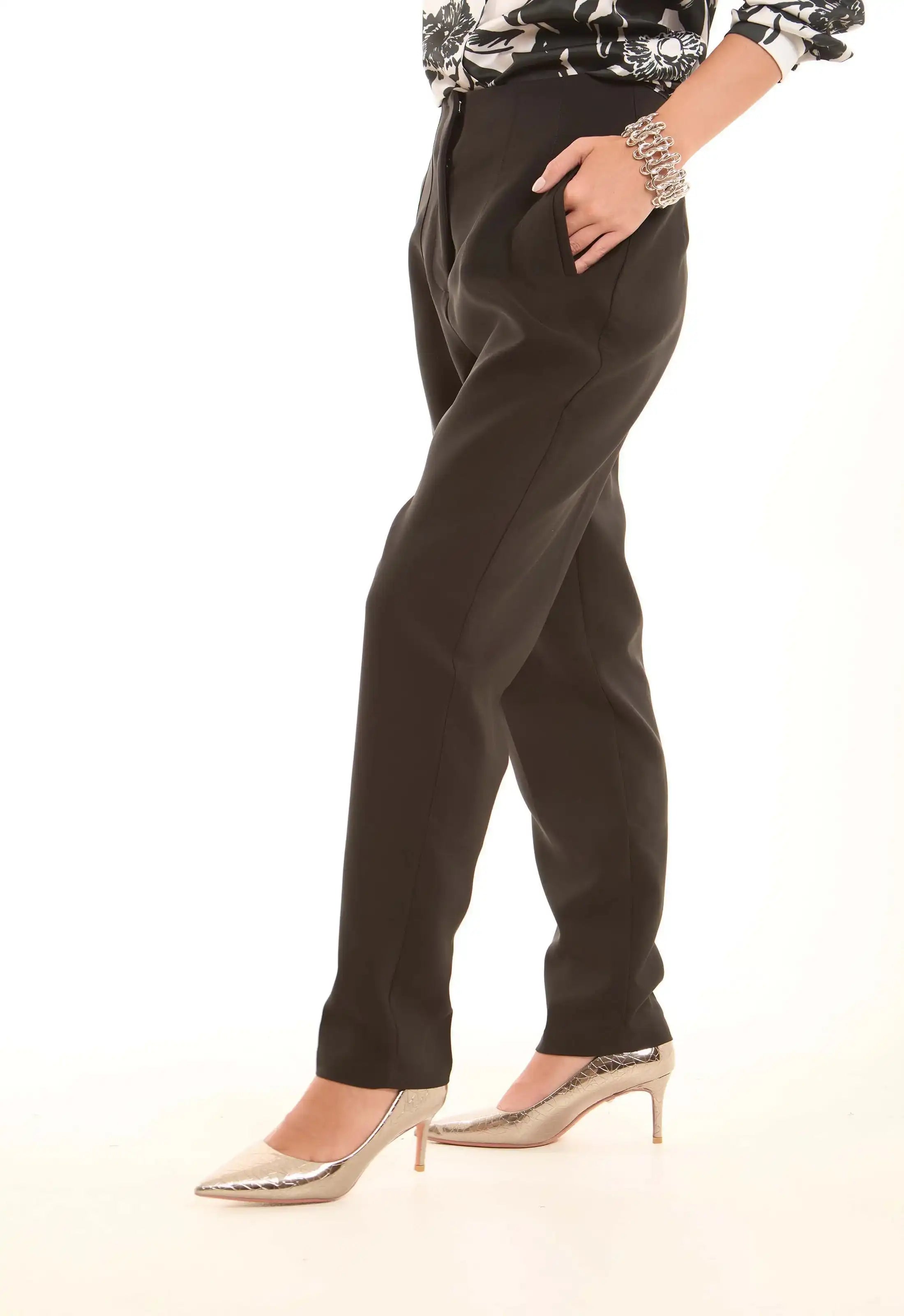 Tailored High-Waist Polyester Pants