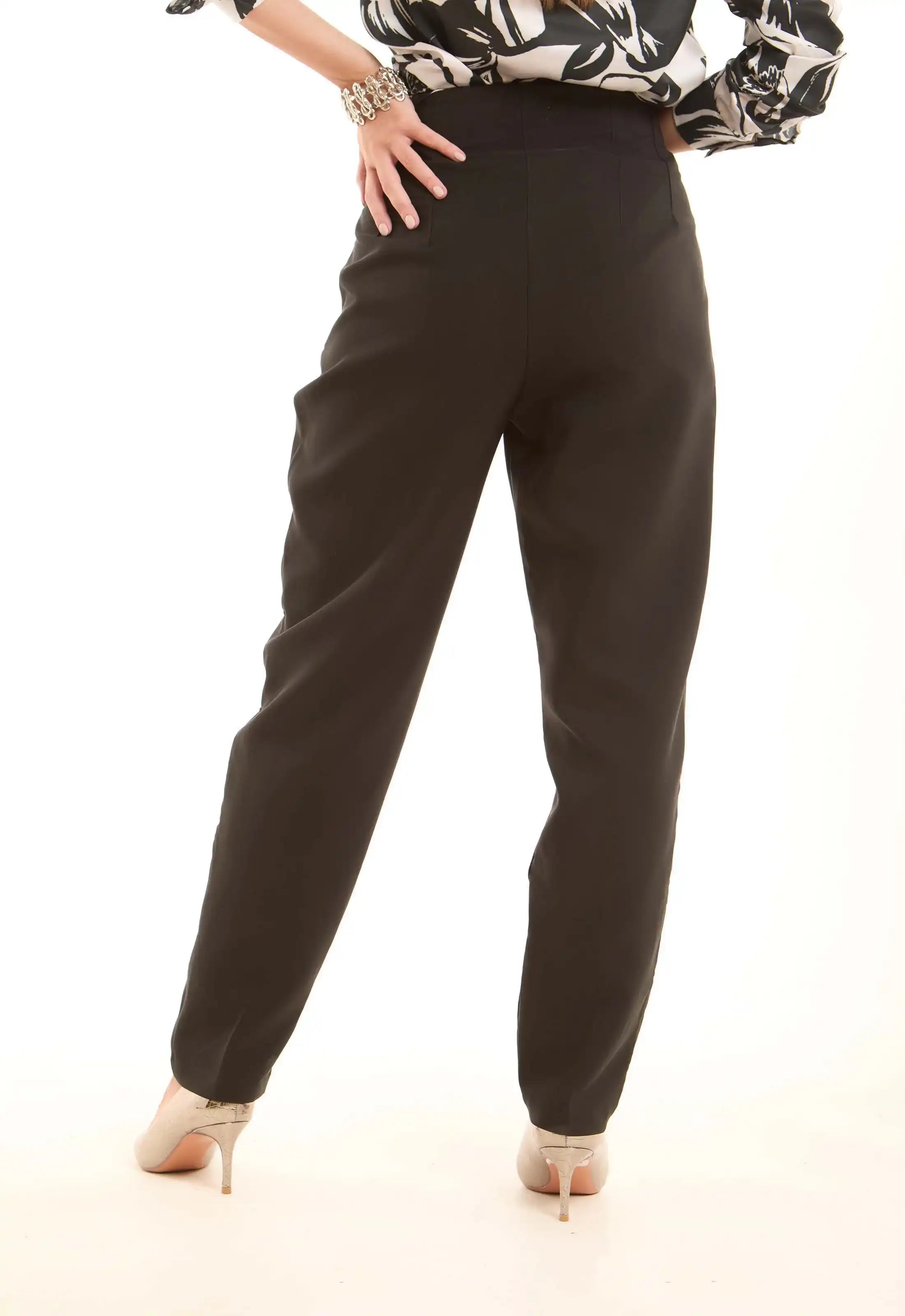Tailored High-Waist Polyester Pants