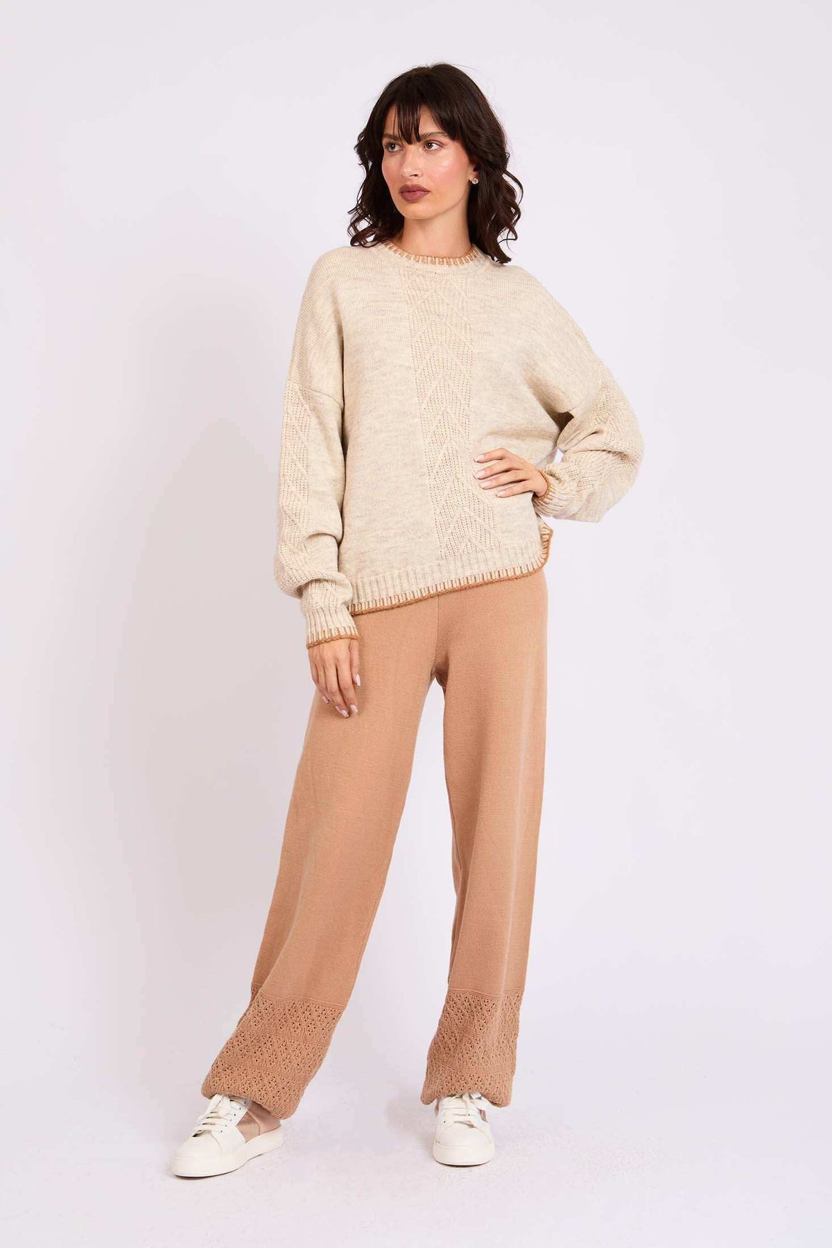 Women Regular Fit Pullover Brown