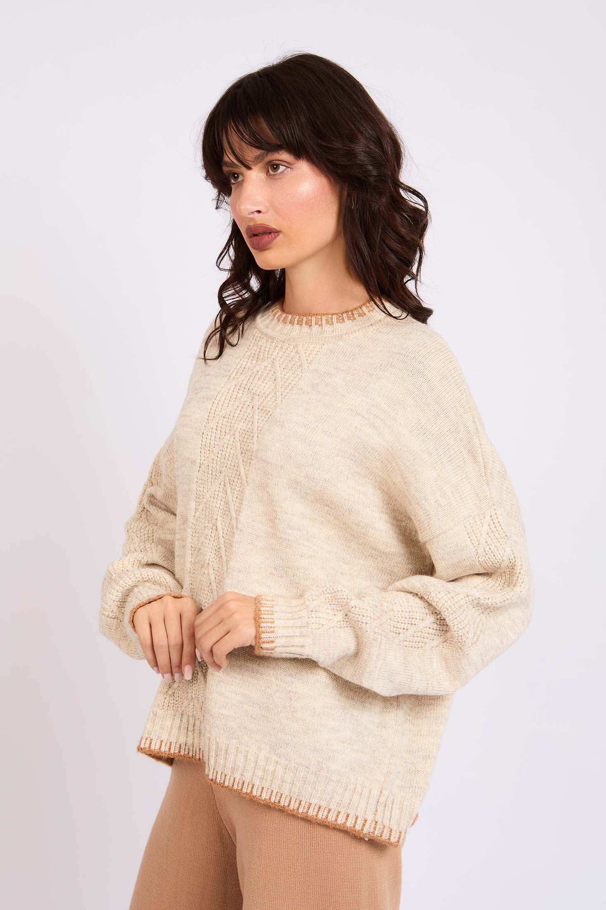 Women Regular Fit Pullover Brown