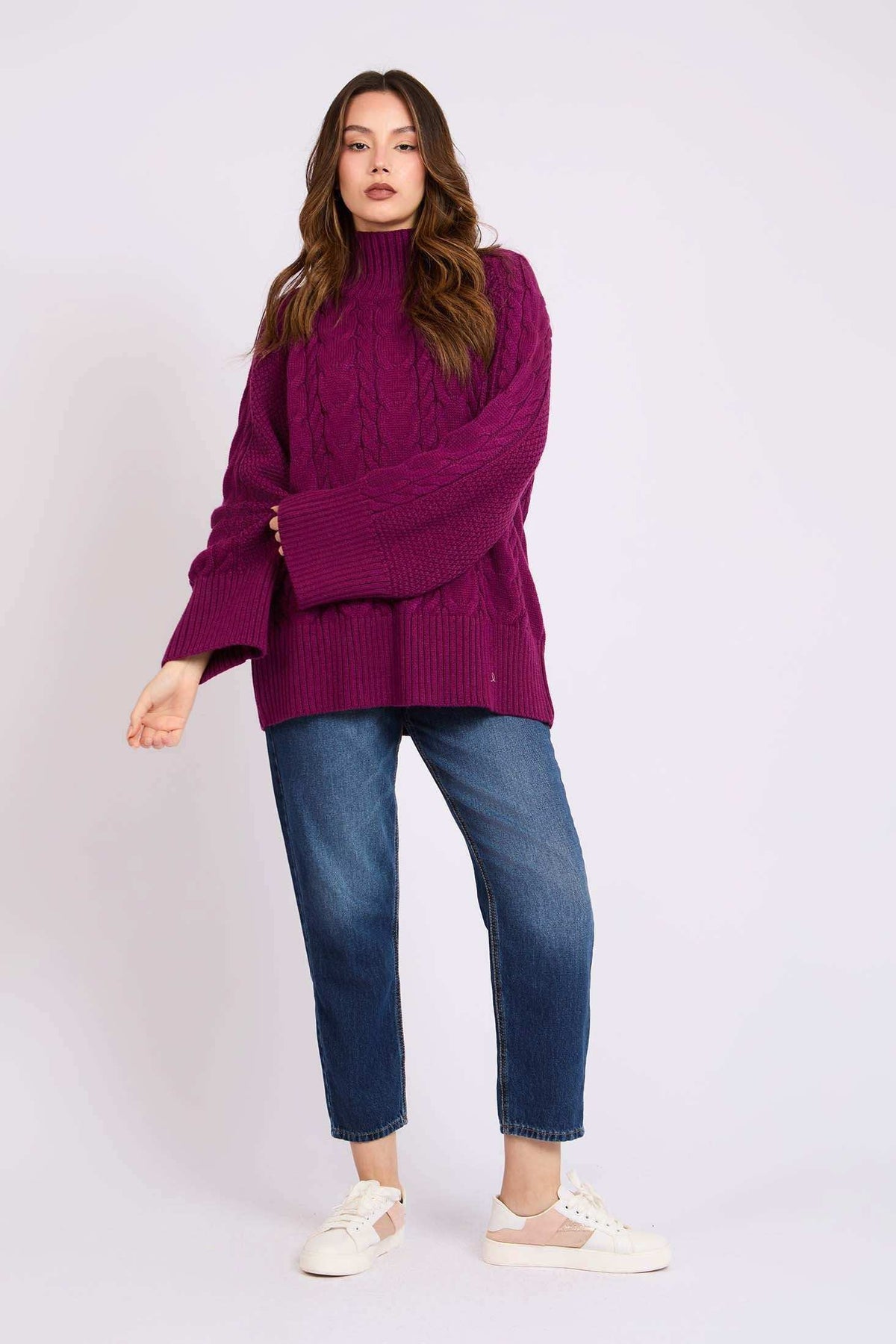 Women Regular Fit Pullover Pink