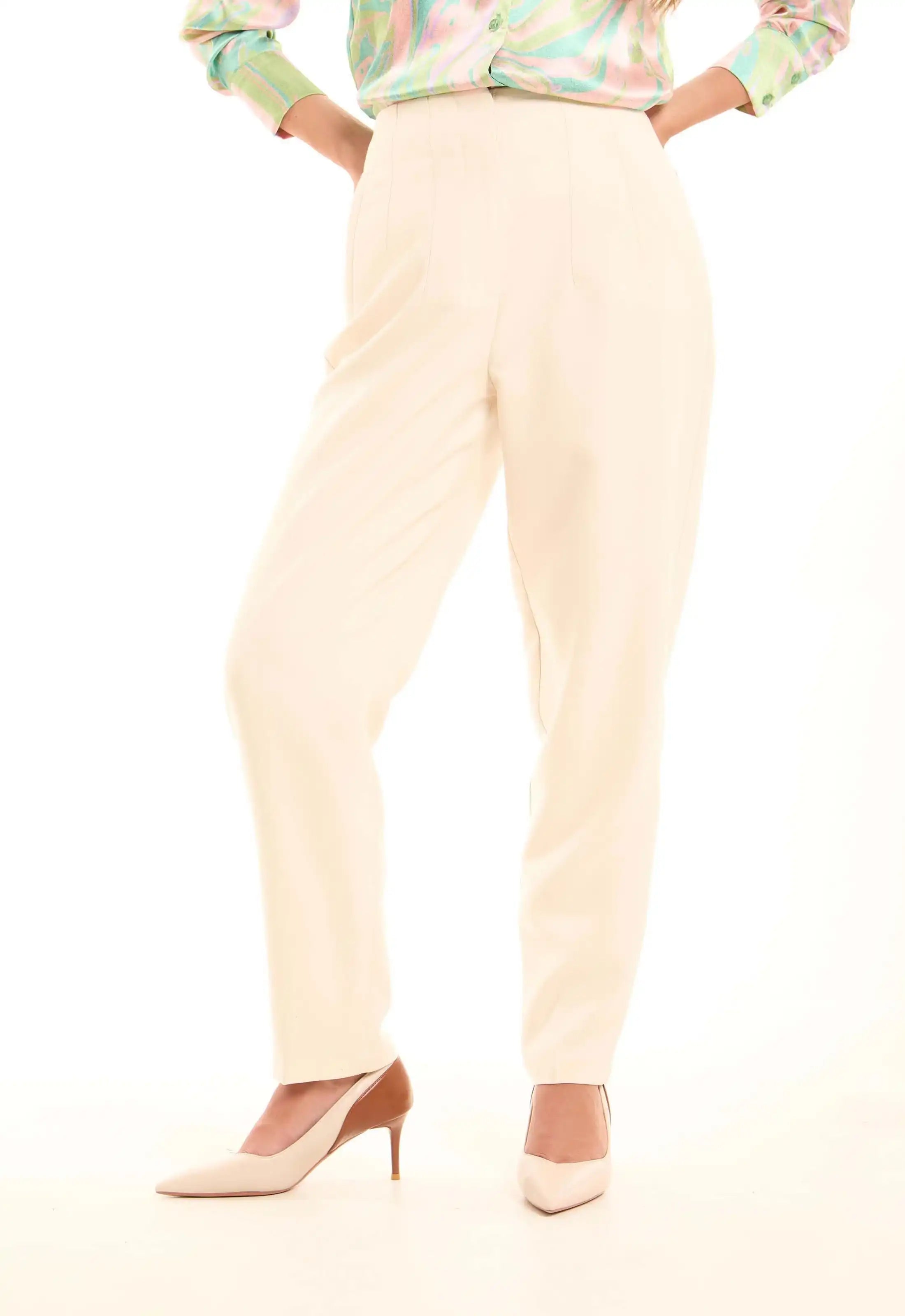 بنطلون بوليستر مصمم بوسط مرتفع