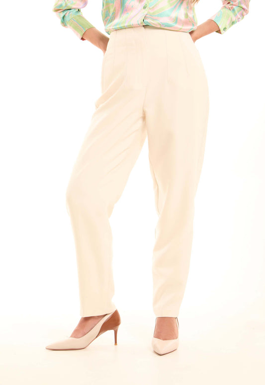 Tailored High-Waist Polyester Pants
