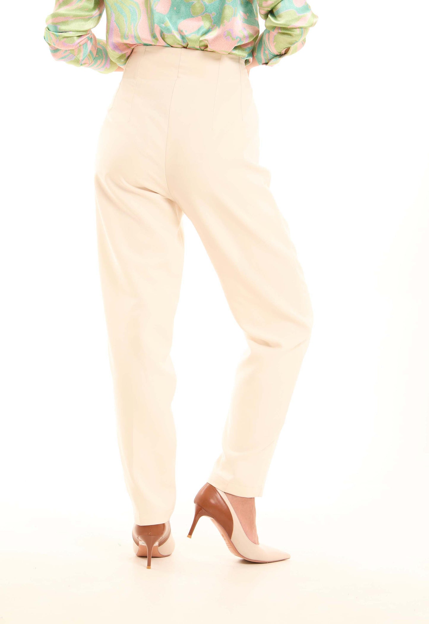 Tailored High-Waist Polyester Pants