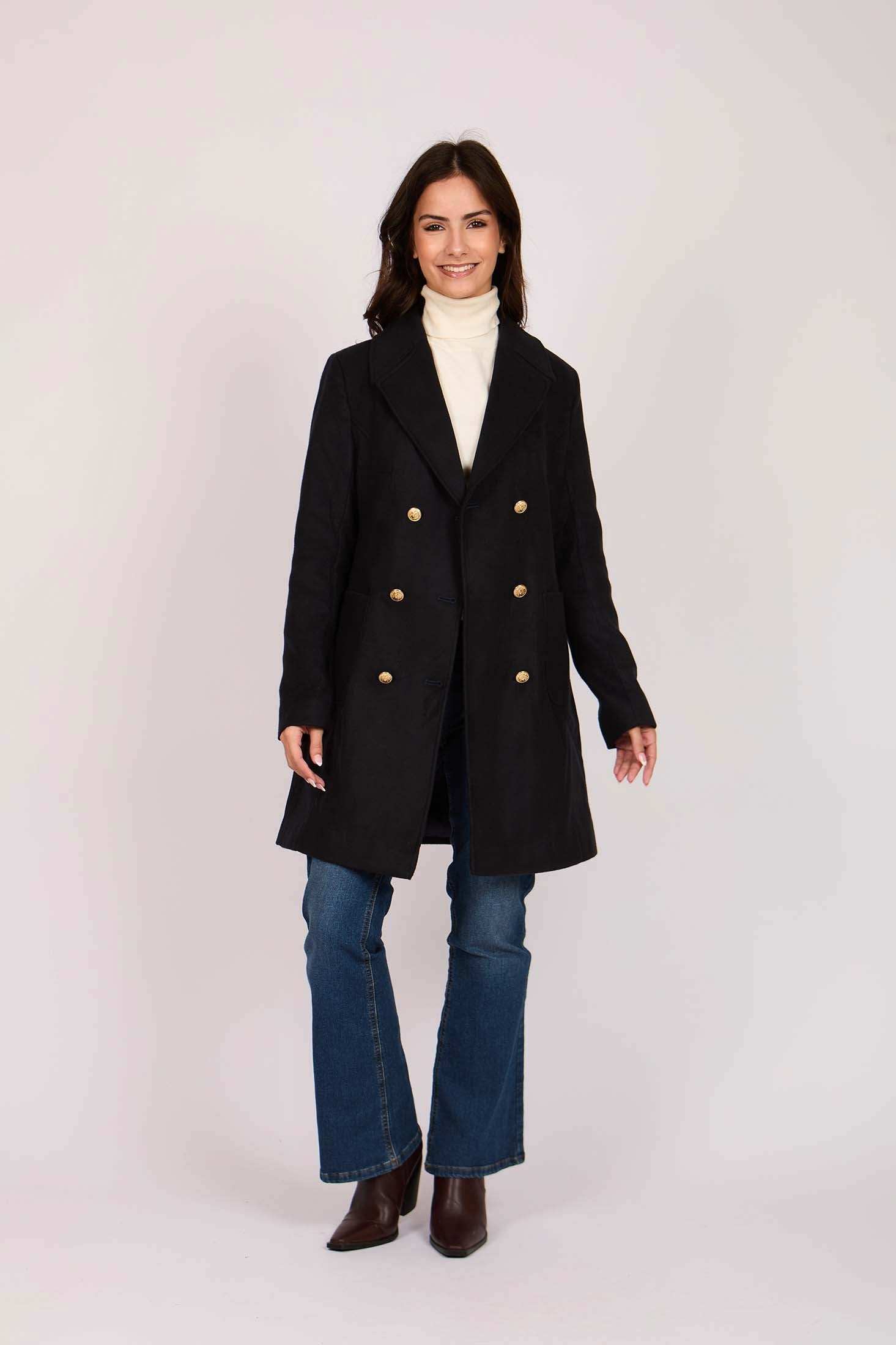 Women Regular Fit Coat Blue
