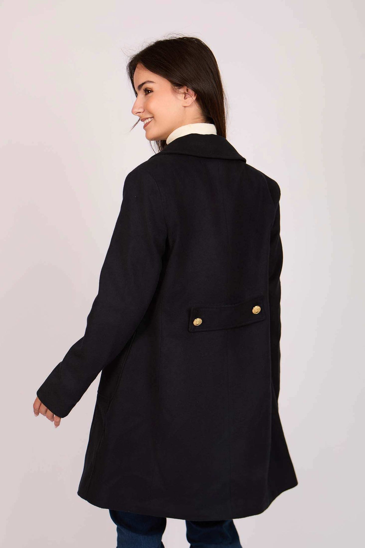 Women Regular Fit Coat Blue