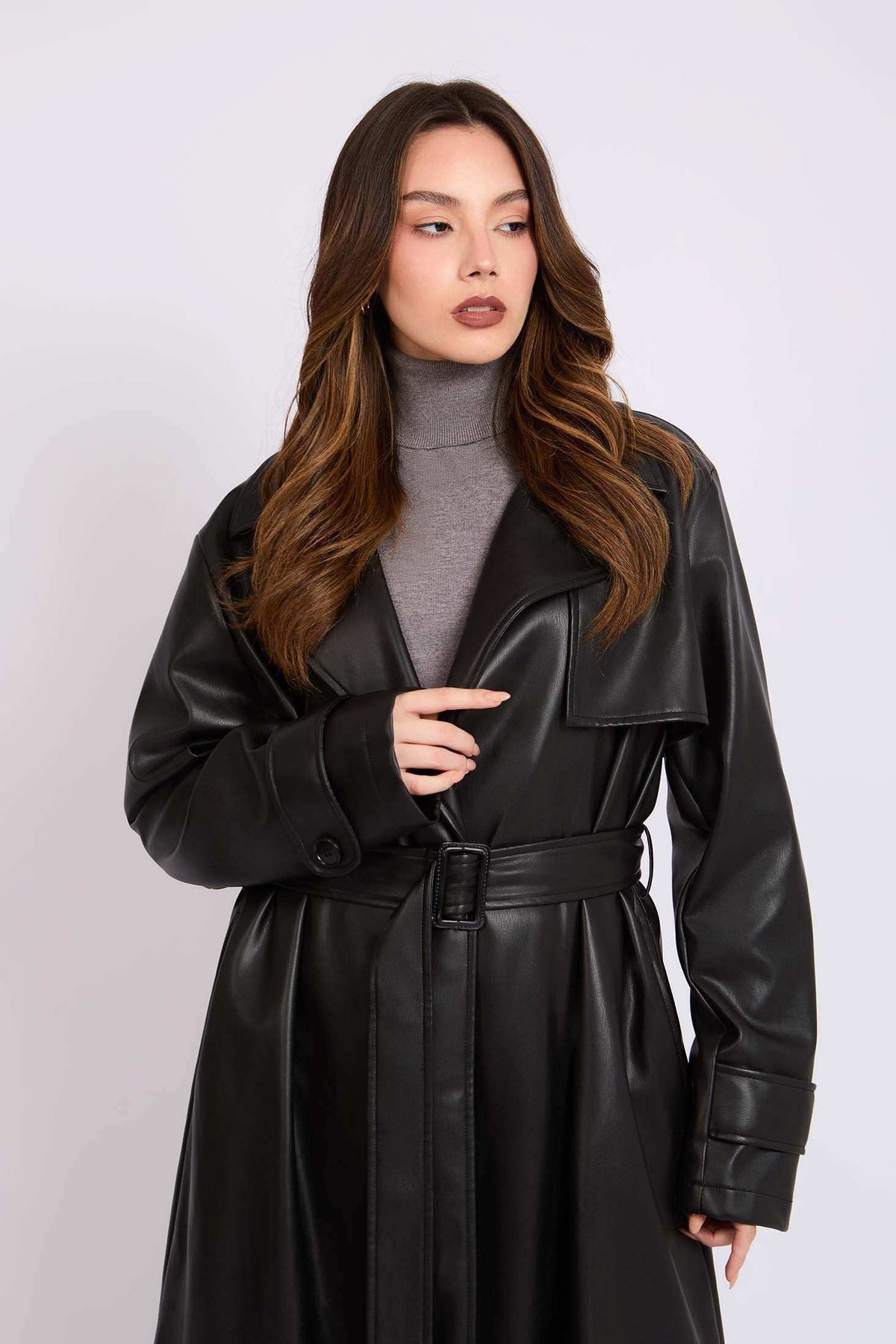 Women Regular Fit Coat Black