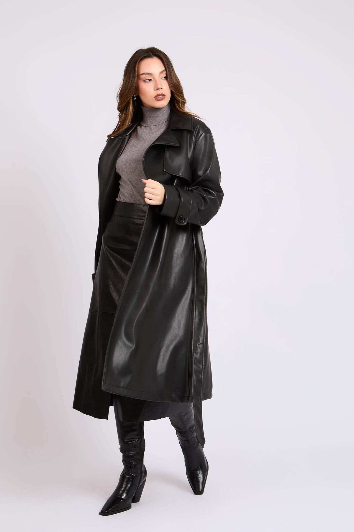 Women Regular Fit Coat Black
