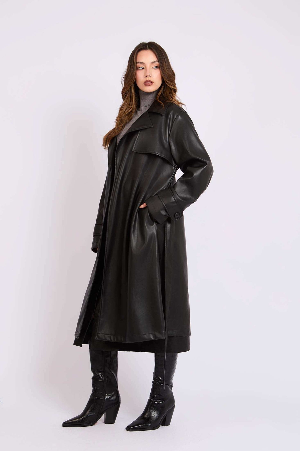 Women Regular Fit Coat Black