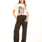 Wide-Leg Polyester Pants with Front Seam