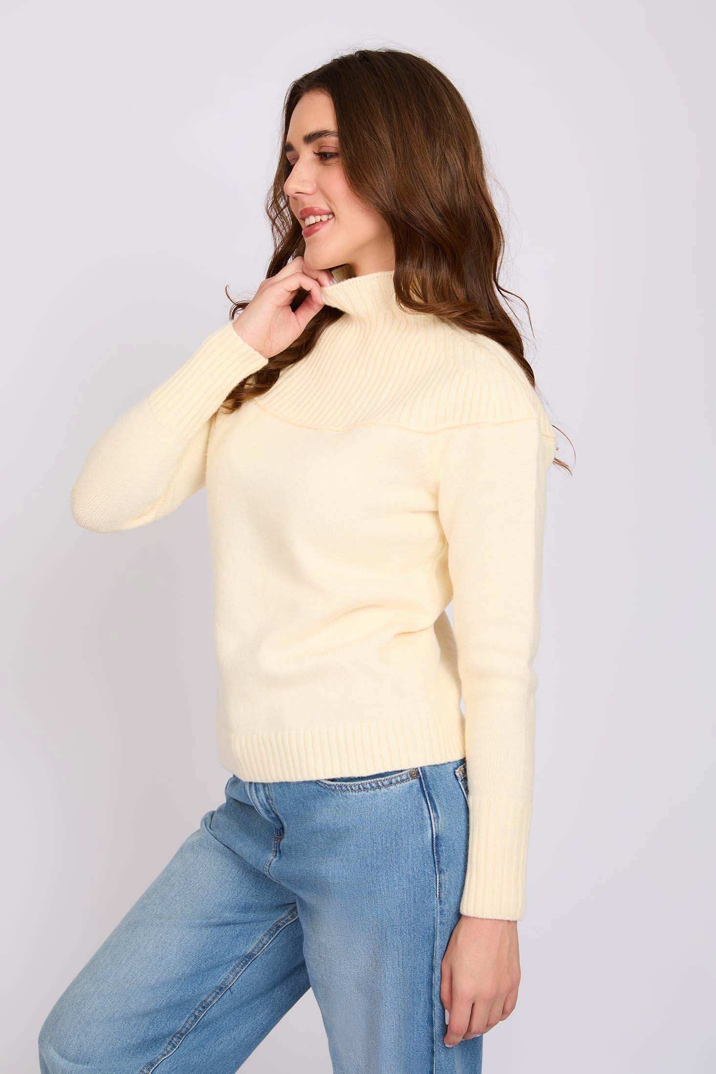 Women Regular Fit Pullover Sugar Off White