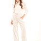 Wide-Leg Polyester Pants with Front Seam