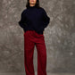 Wide-Leg Polyester Pants with Front Seam
