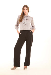 Black High-Waist Straight Pants