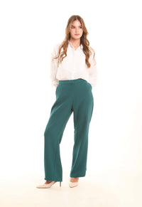 Petrol Green High-Waist Straight Trousers