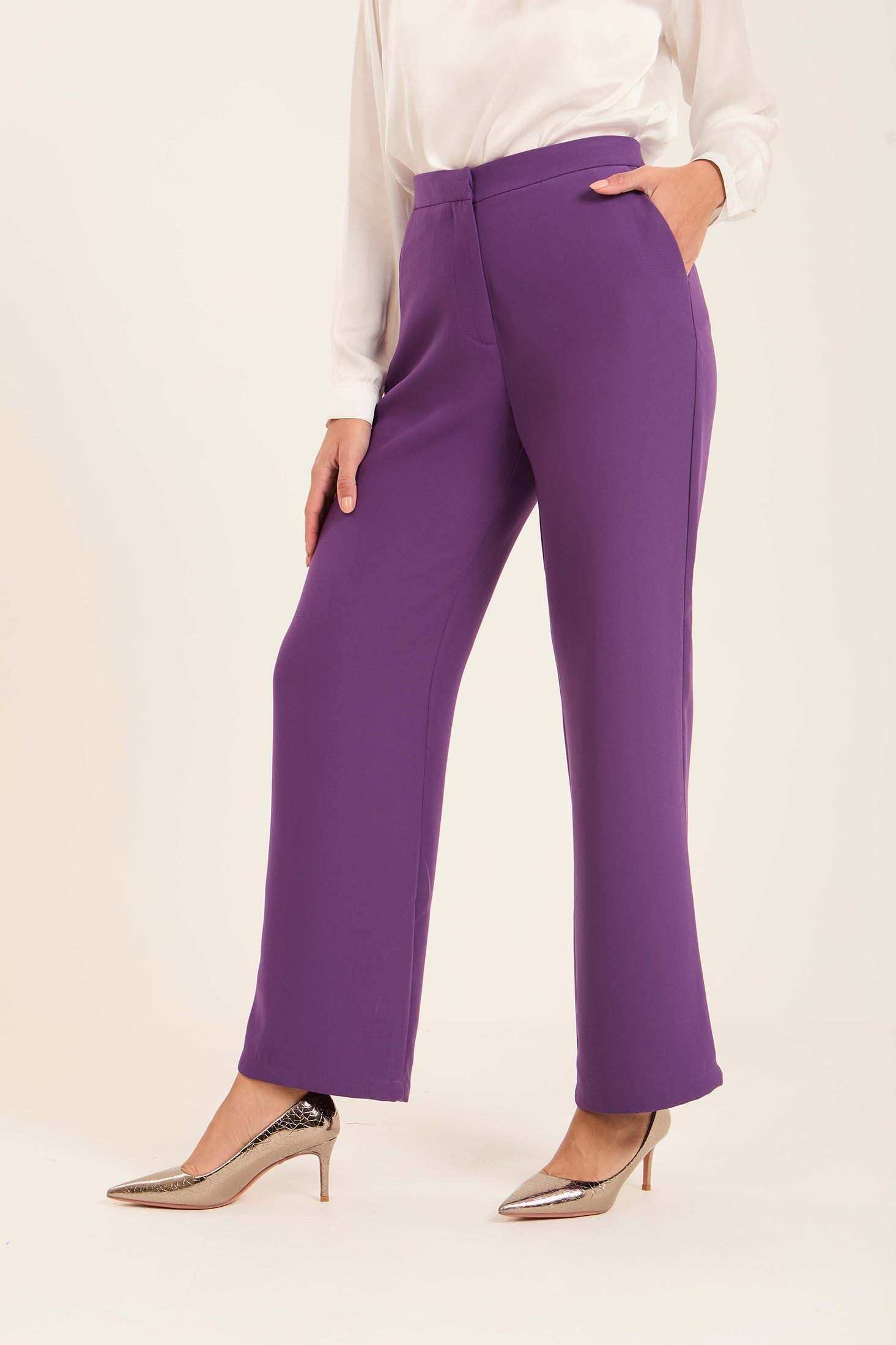Elegant High-Rise Polyester Trousers