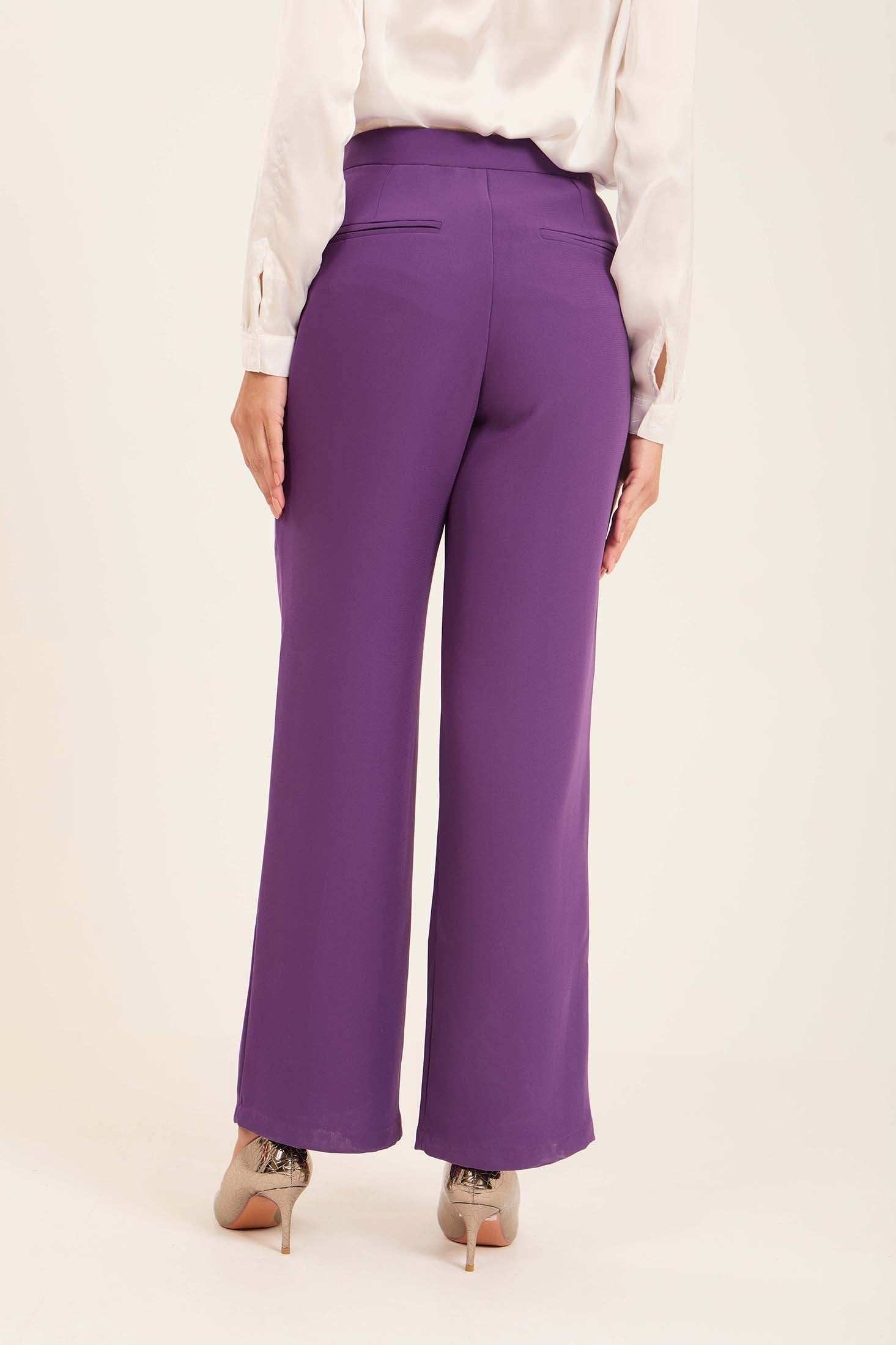 Elegant High-Rise Polyester Trousers
