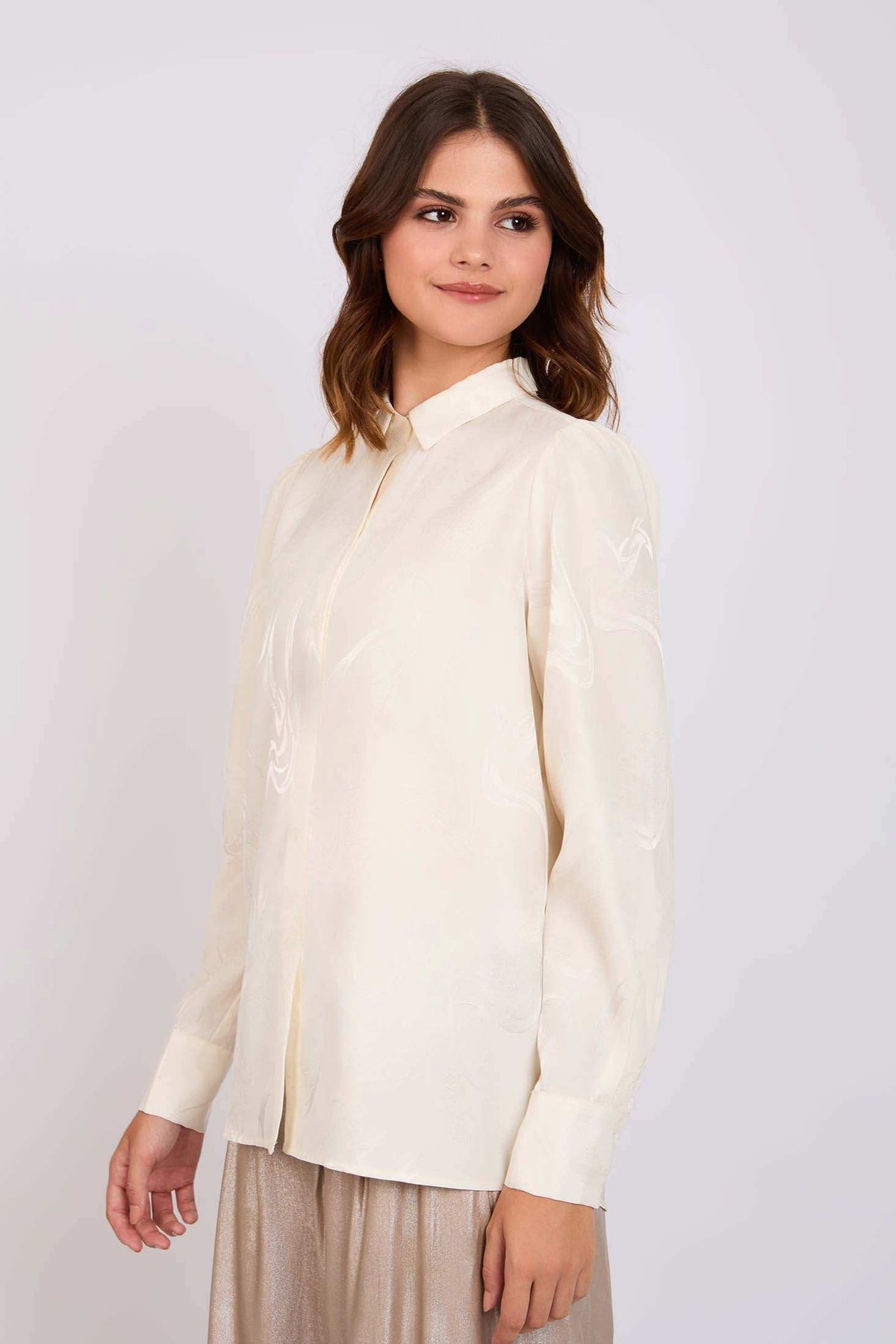 Women Regular Fit Blouse Sugar Off White