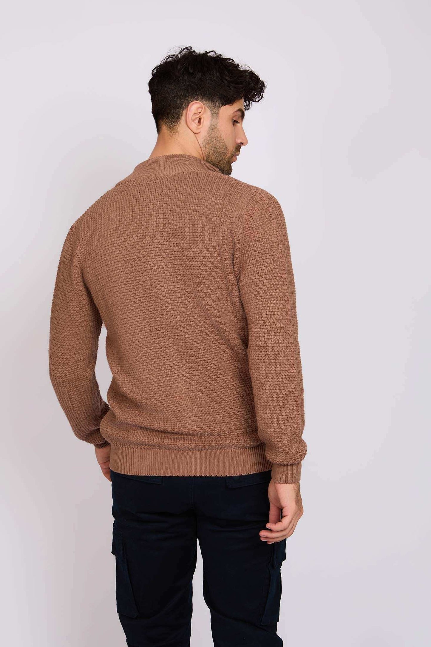 Men Regular Fit Cardigan Brown