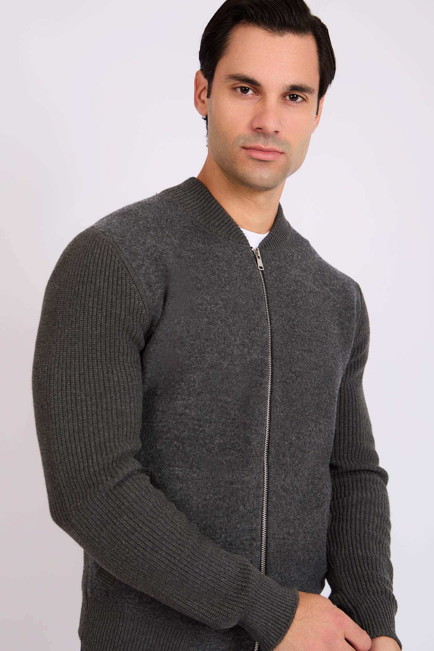 Men Regular Fit Cardigan Grey