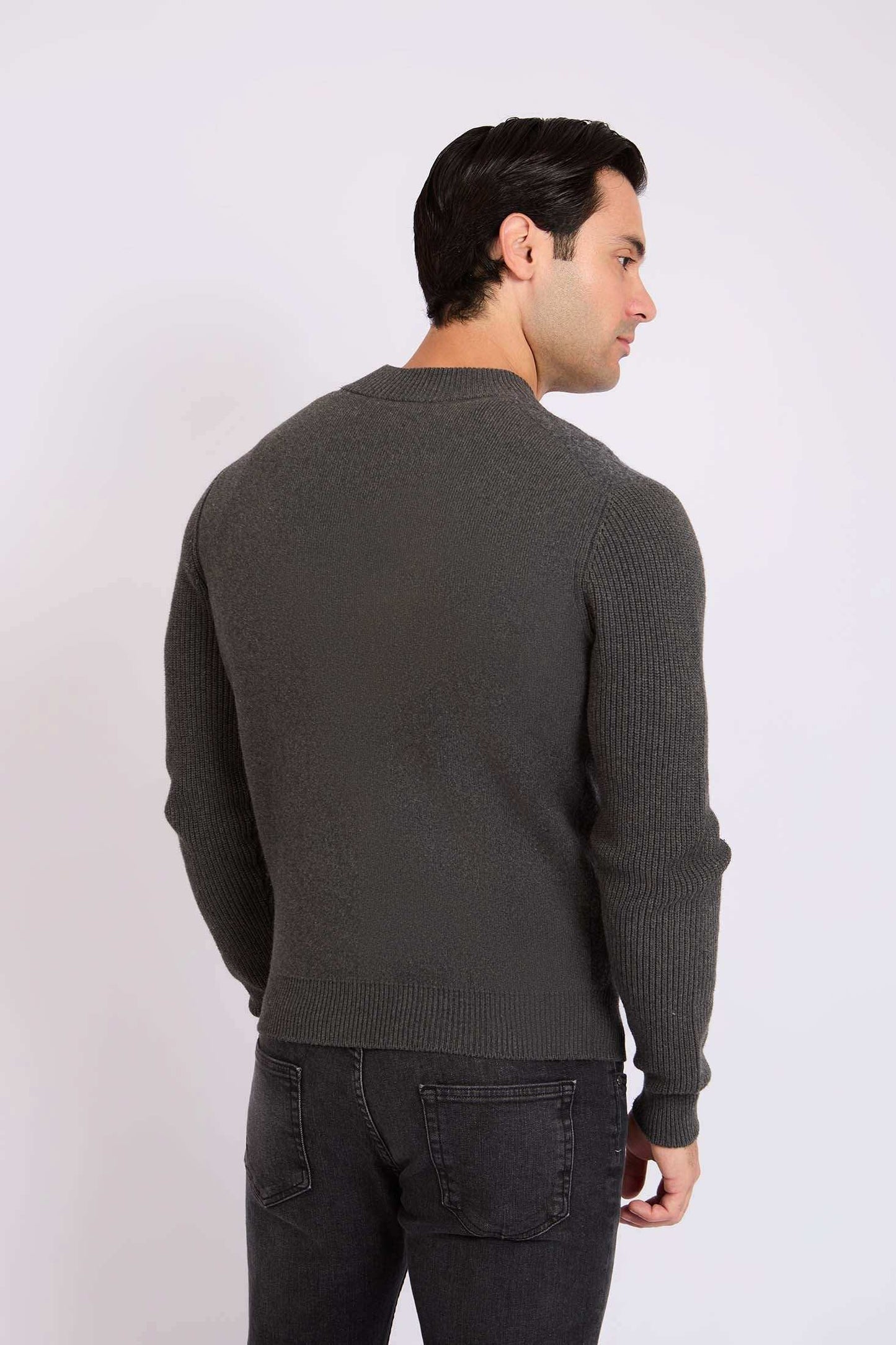 Men Regular Fit Cardigan Grey