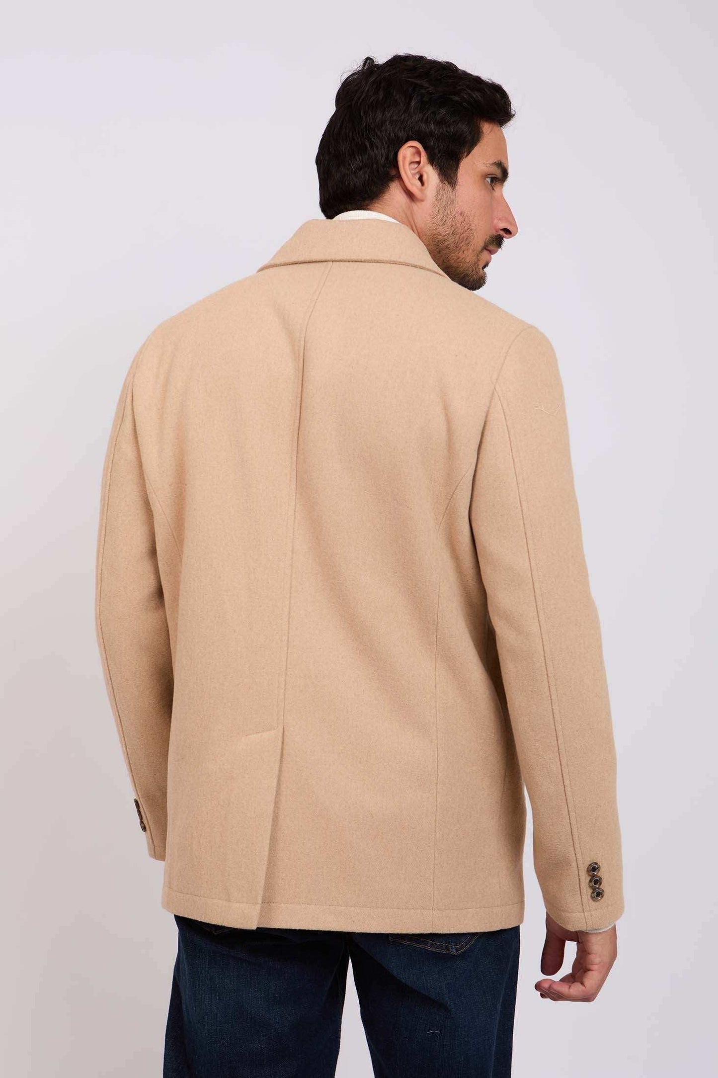 Men Regular Fit Coat Brown