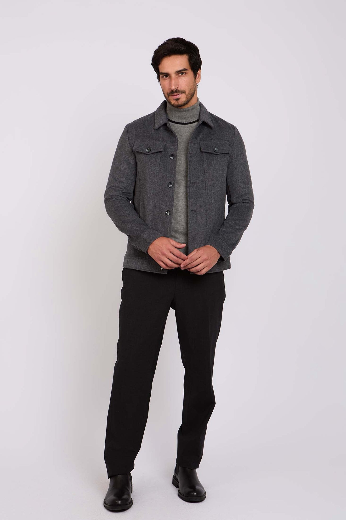 Men Regular Fit Jacket Grey