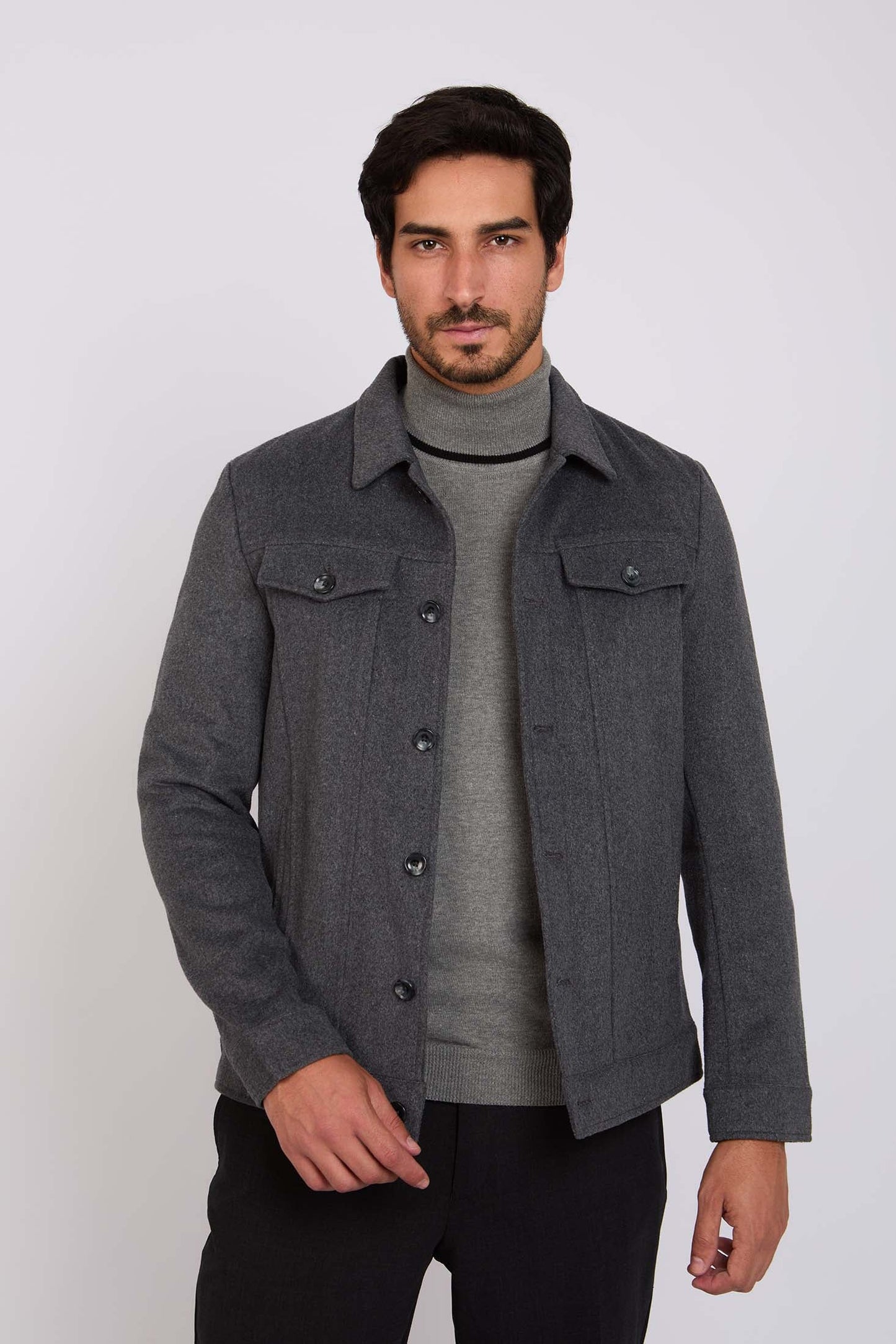 Men Regular Fit Jacket Grey