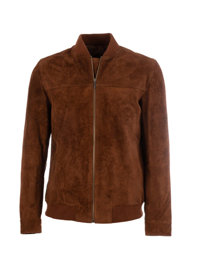 Men Suede Genuine Leather Jacket - Brown