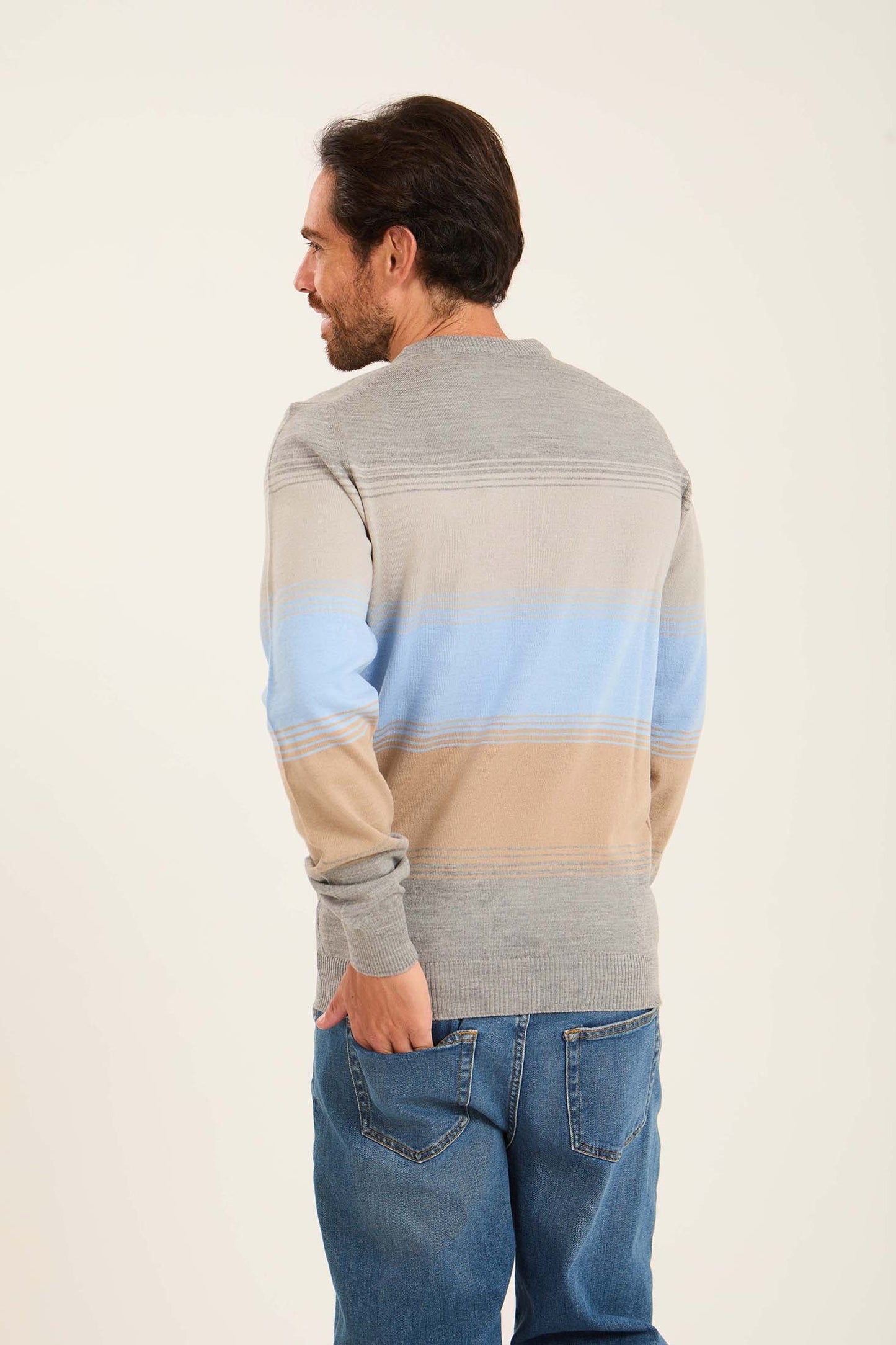 بلوفر عادي متعدد الألوان مخطط بنظام الرجال المخطط