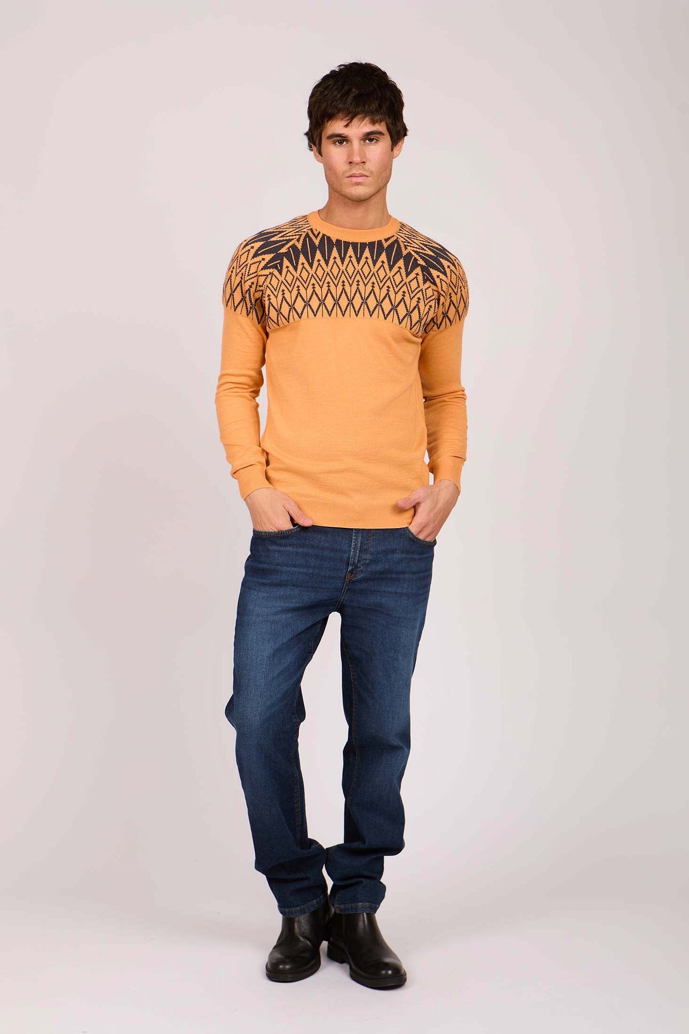 Men Regular Fit Pullover - Orange