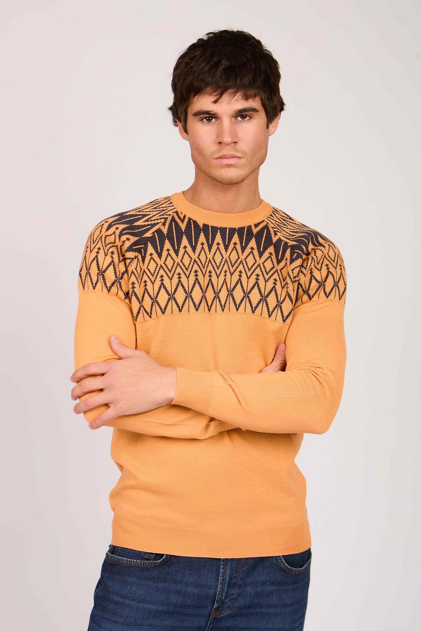 Men Regular Fit Pullover - Orange