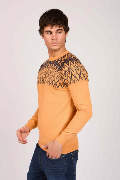 Men Regular Fit Pullover - Orange