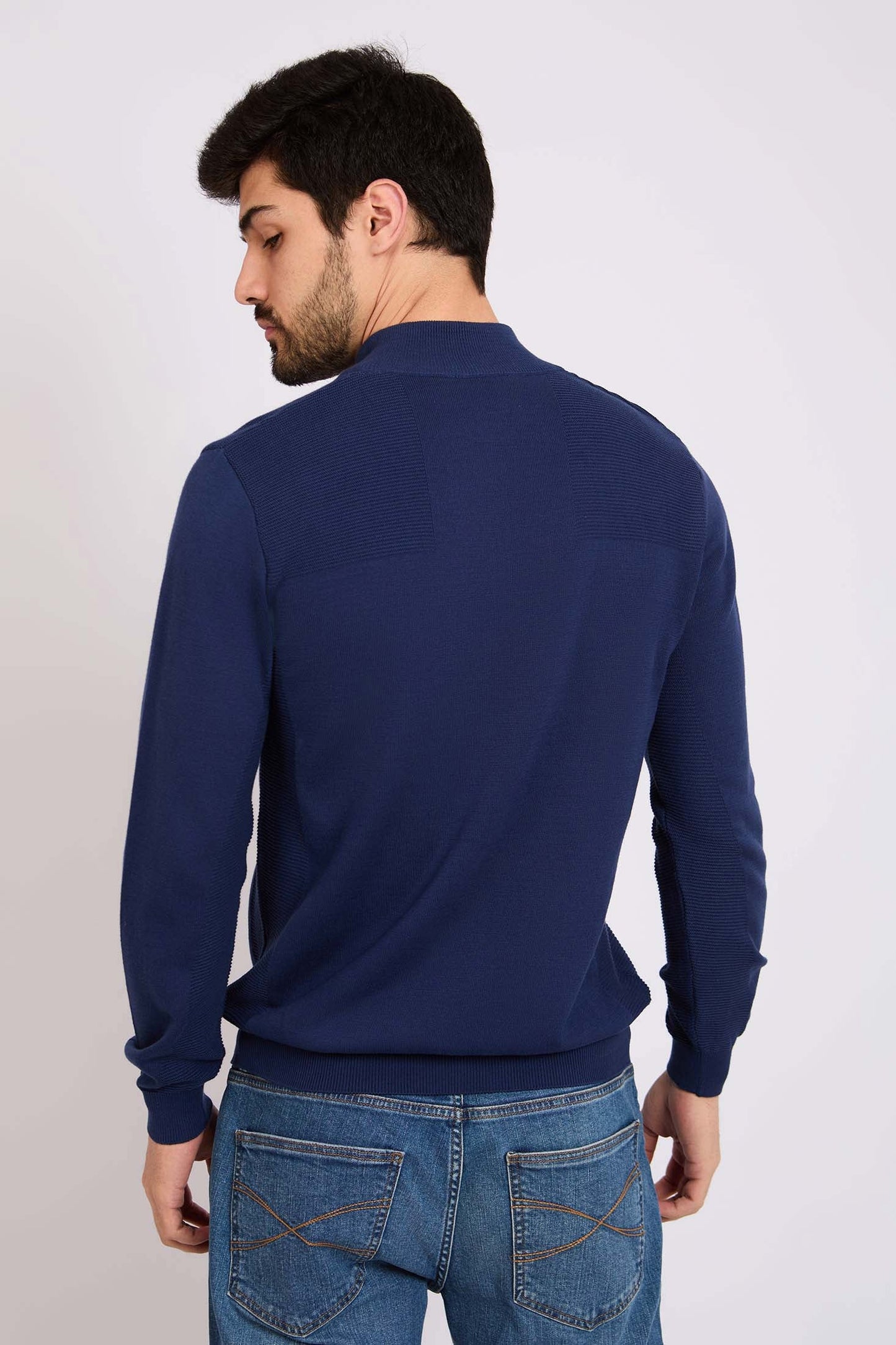 Men Regular Fit Pullover Navy