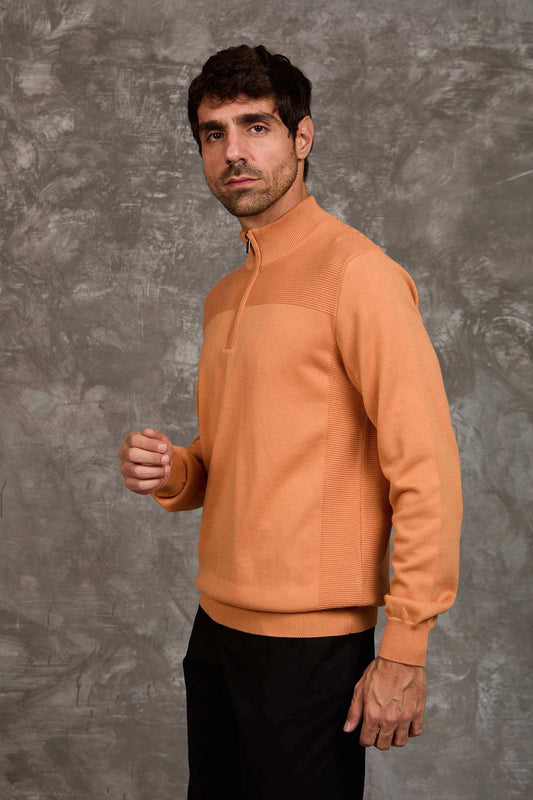 Men Regular Fit Pullover Orange