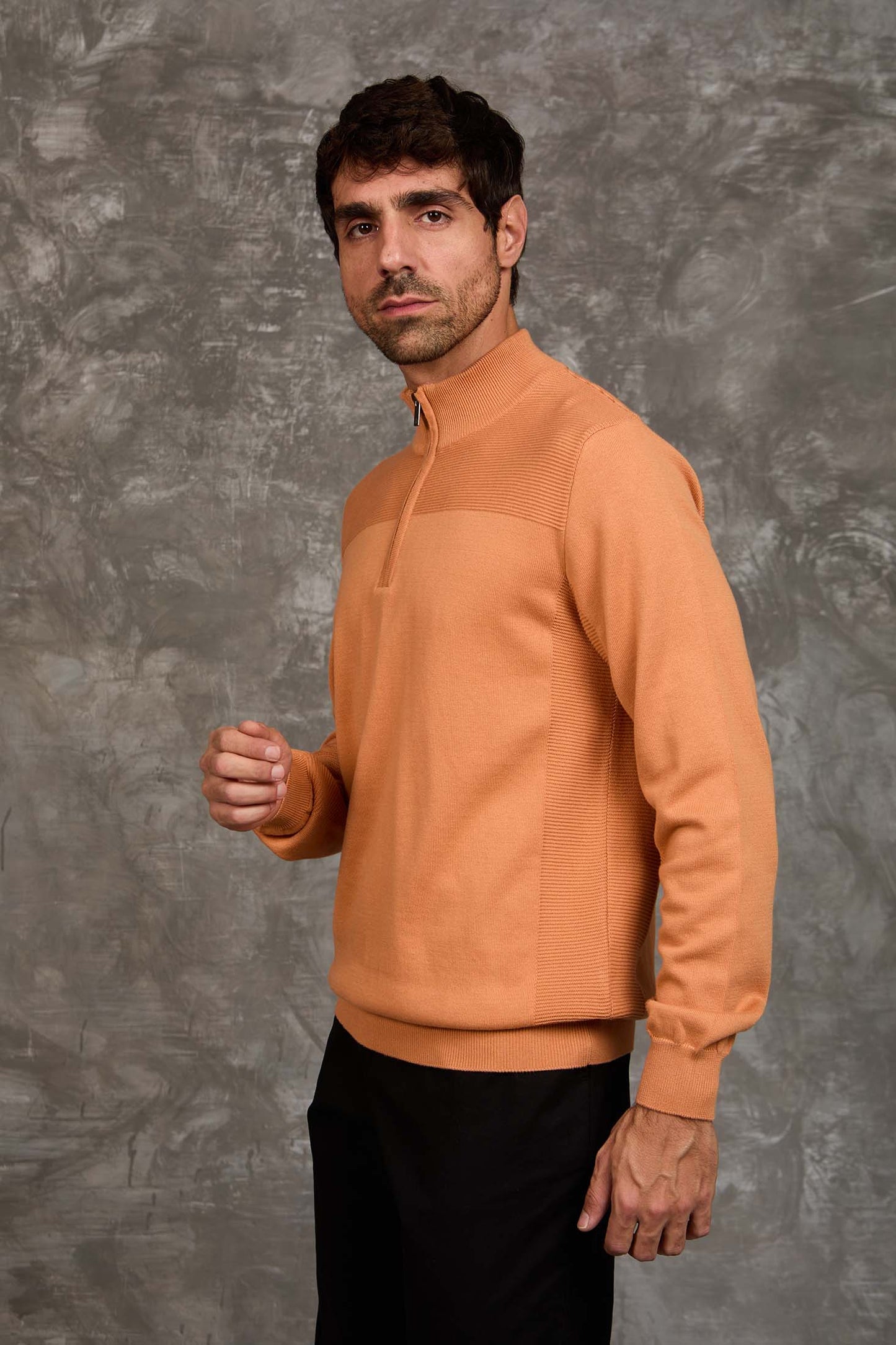 Men Regular Fit Pullover Orange
