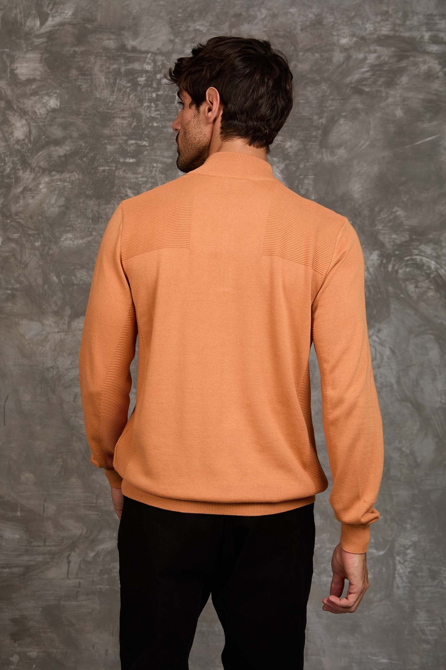 Men Regular Fit Pullover Orange