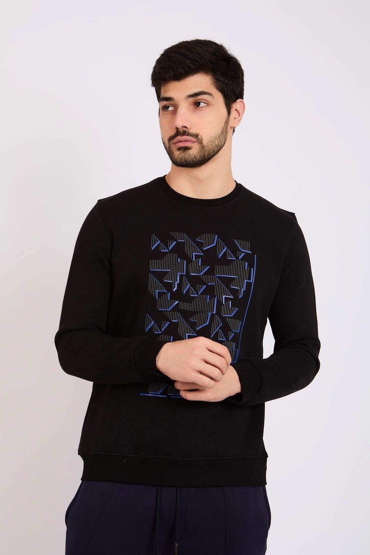 Men Regular Fit Sweatshirt Black