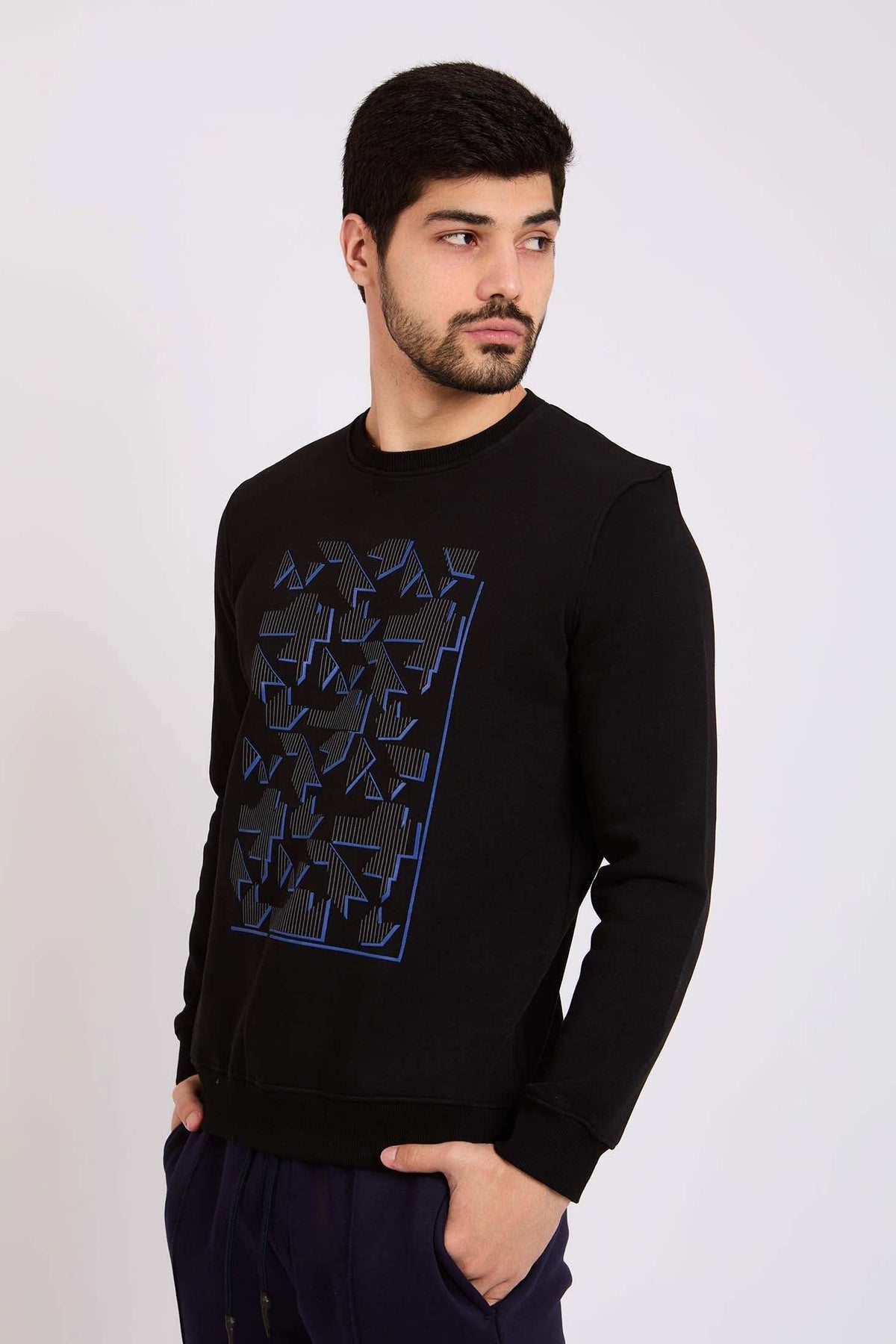 Men Regular Fit Sweatshirt Black