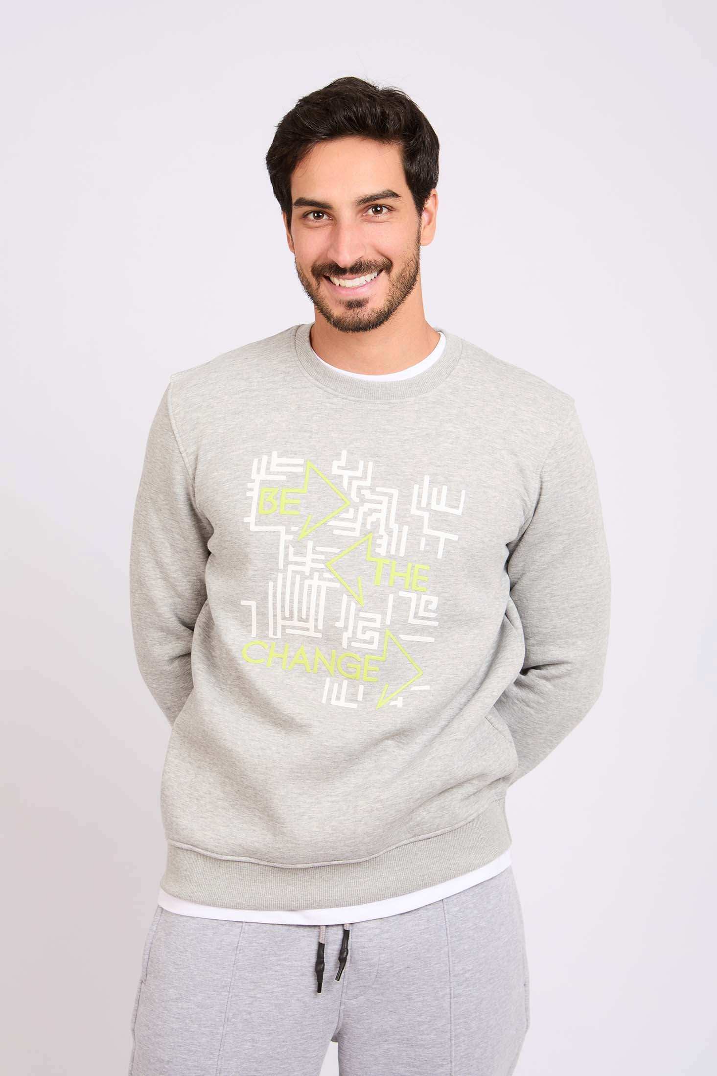 Men Regular Fit Sweatshirt Grey