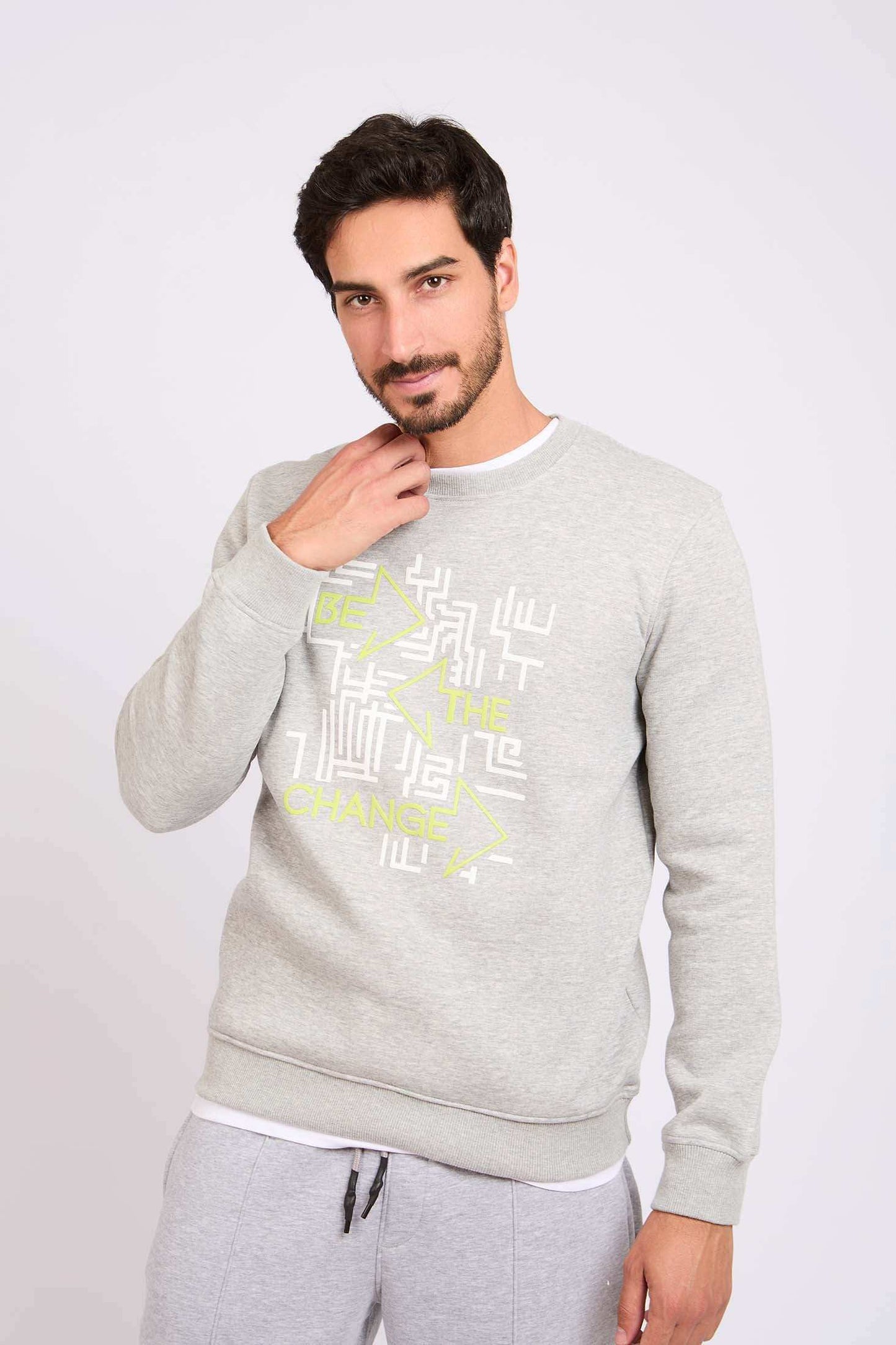 Men Regular Fit Sweatshirt Grey