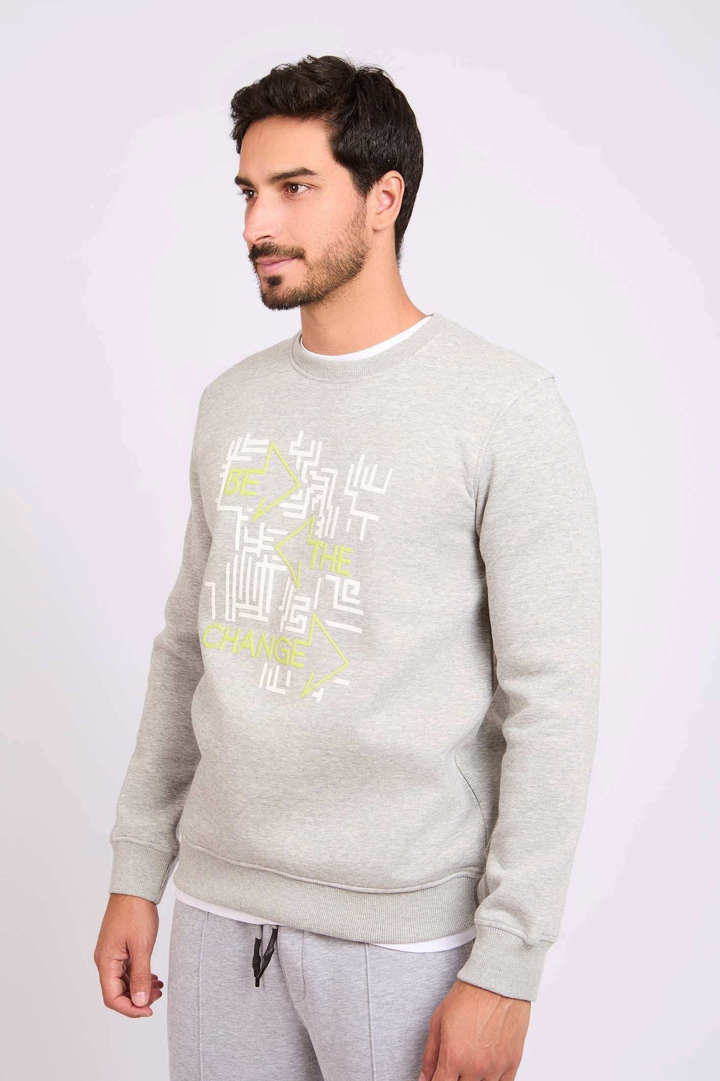 Men Regular Fit Sweatshirt Grey
