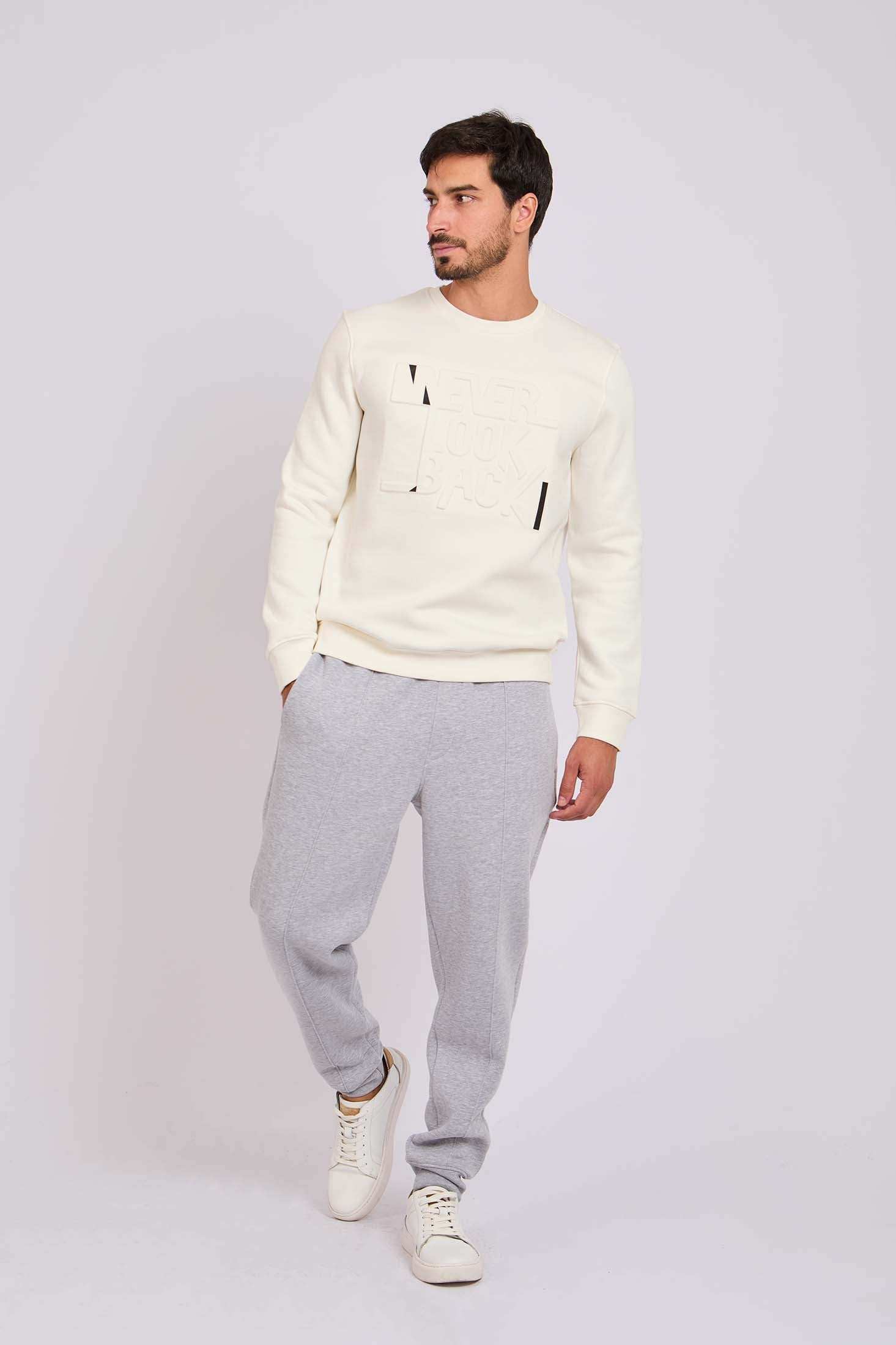 Men Regular Fit Sweatshirt Off White