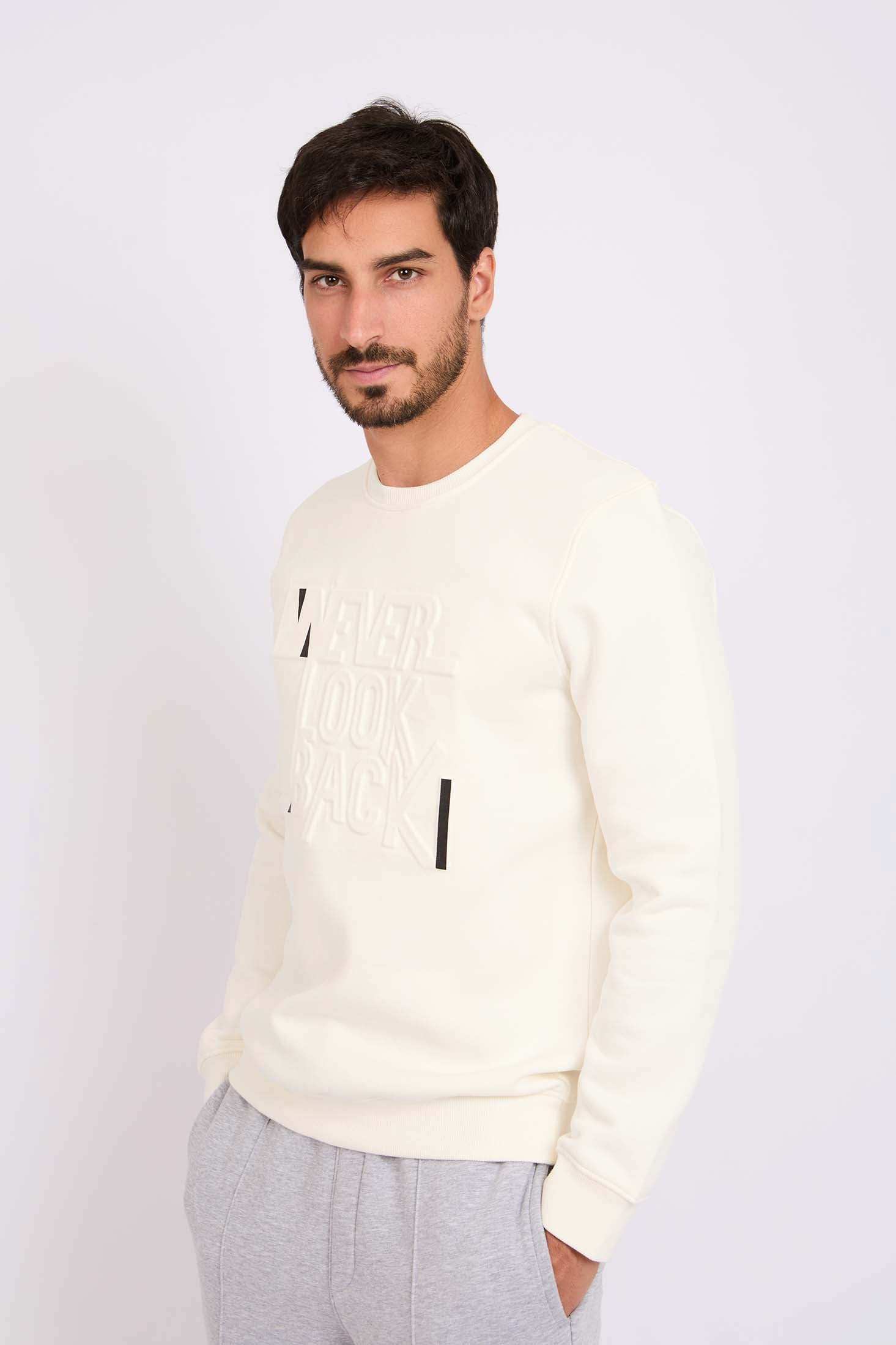 Men Regular Fit Sweatshirt Off White