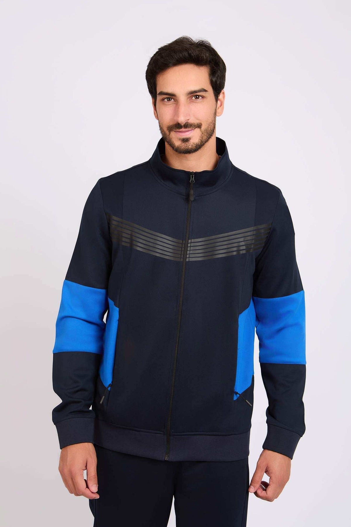 Men Regular Fit Sweat Jacket Dark Navy