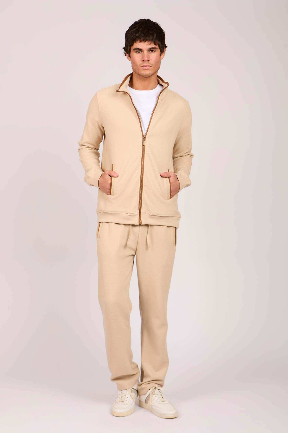 Men Regular Fit Sweat Pants Brown