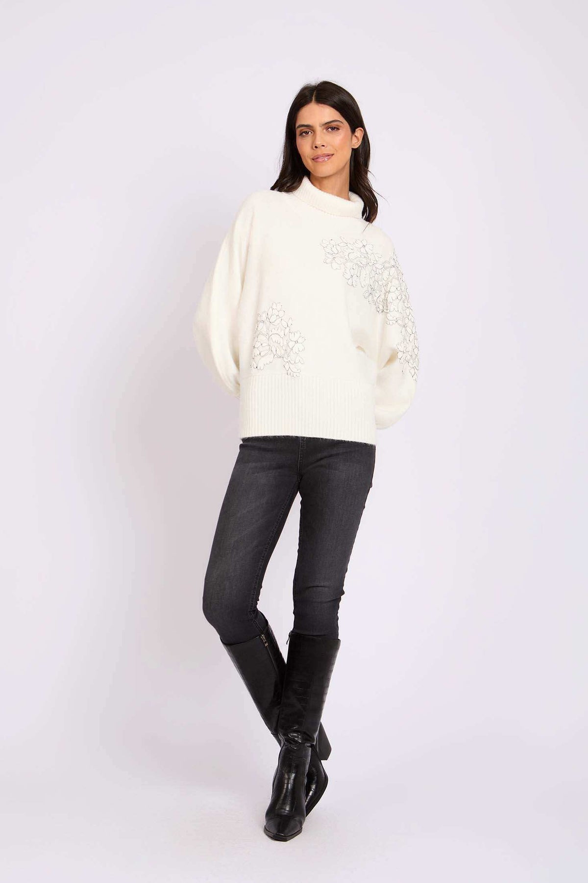 Women Regular Fit Pullover Off White