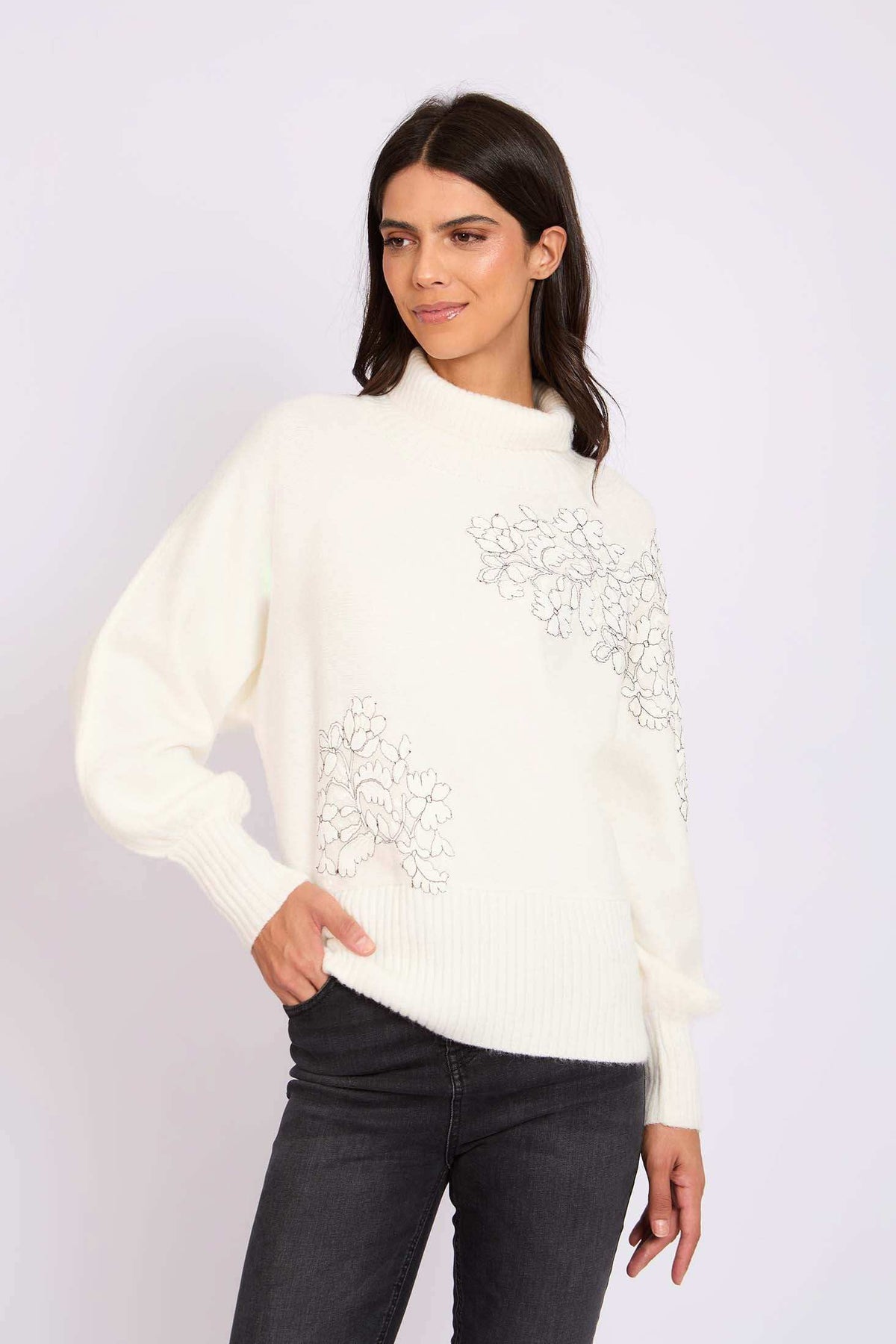 Women Regular Fit Pullover Off White