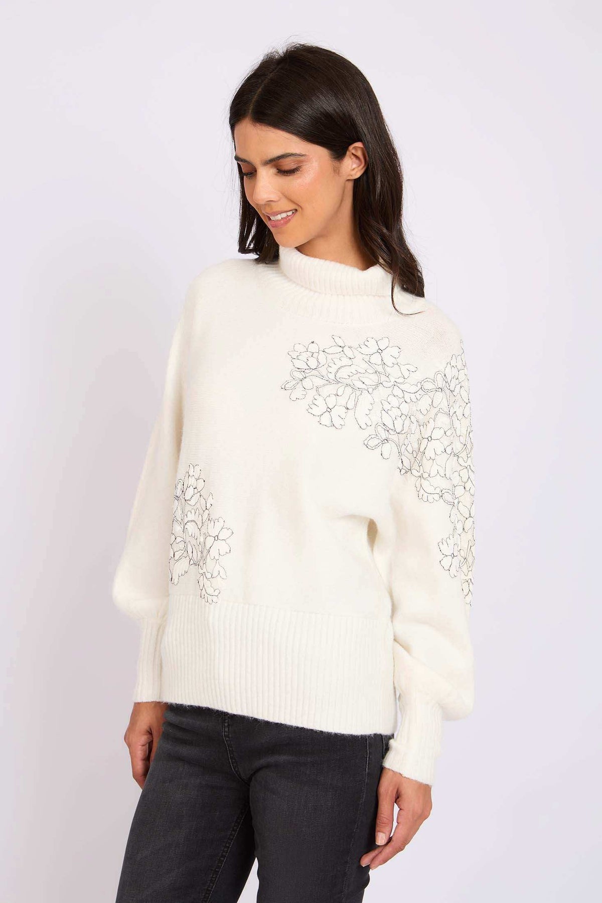 Women Regular Fit Pullover Off White